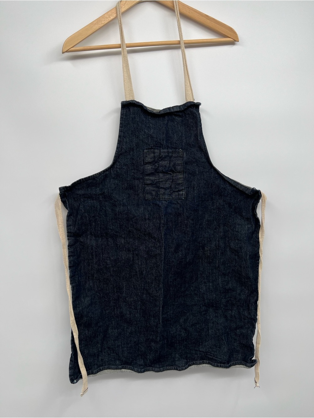 Dark Denim Apron with Natural Ties